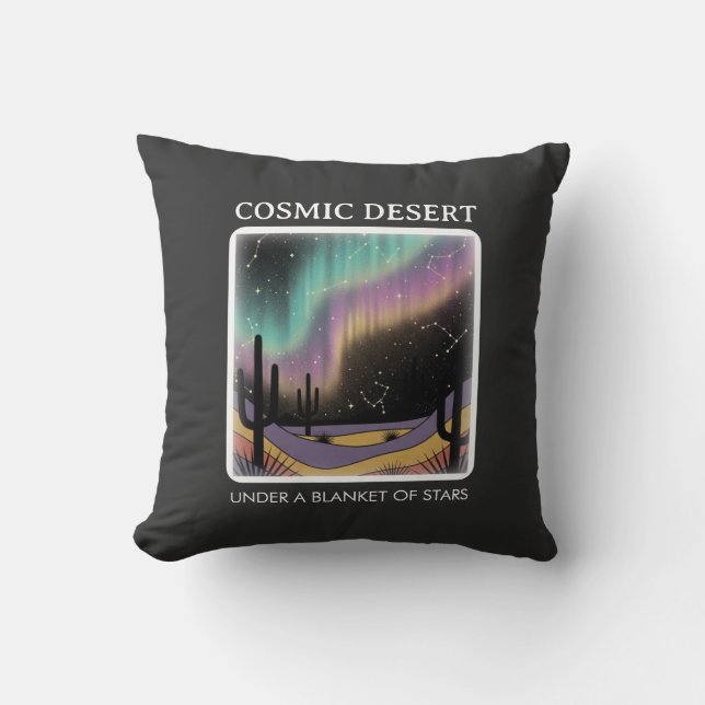 Coussin Cosmic Desert Aurora • Retro Western Night Sky (Recto)