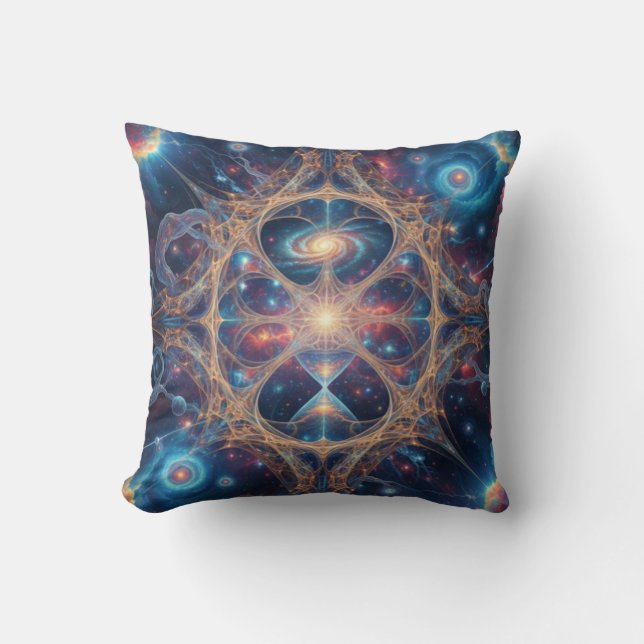 Coussin Cosmic Sacred Geometry Galaxy Mandala Art (Recto)