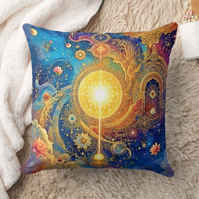 Coussin Cosmic Sun Mandala Art (Couverture)
