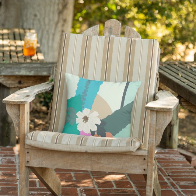 Coussin Cosmos Fleur Abstrait Blocs Couleurs Été Moderne (Chaise)