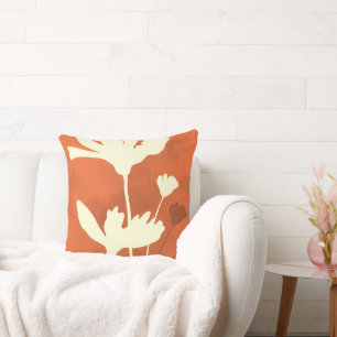 Coussin Cosmos Floral Silhouette avec arrière - plan orang