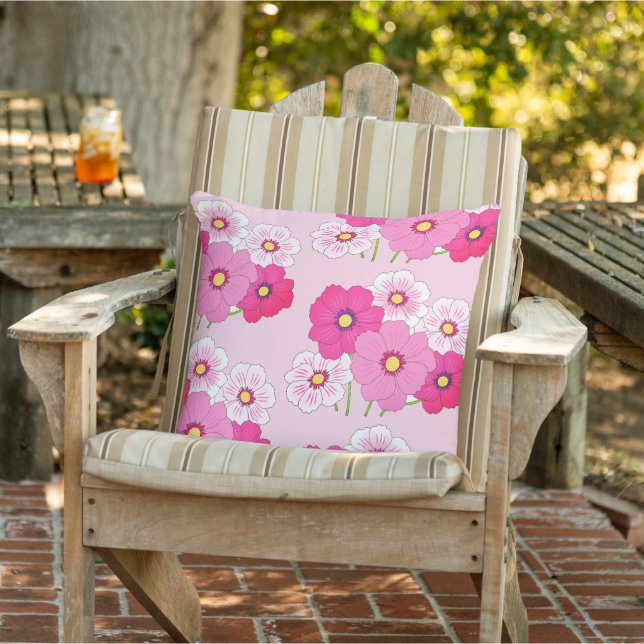Coussin Cosmos rose motif floral (Chaise)
