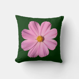 Coussin Cosmos Rose - Sur Vert foncé