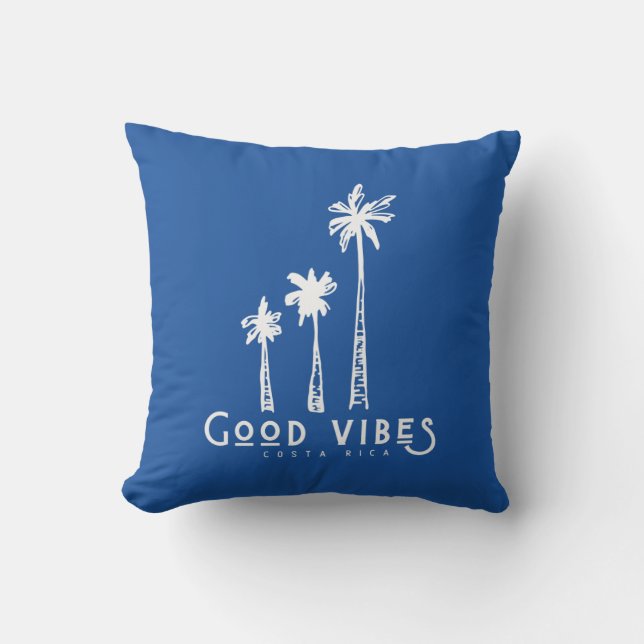 Coussin Costa Rica Good Vibes Palm Tree Blue Strip (Recto)