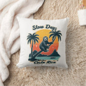 Coussin Costa Rica Sloth Vintage Sunset Travel Vector Shir (Couverture)
