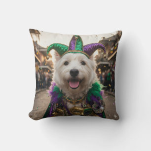Coussin Costume de chien bouffon de Mardi Gras