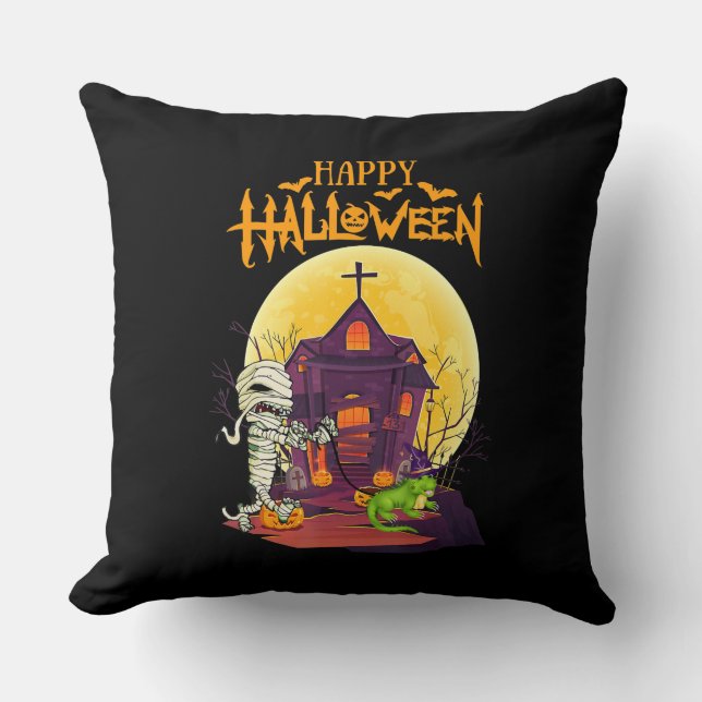 Coussin Costume d'Halloween pour iguane Citrouille Amateur (Recto)