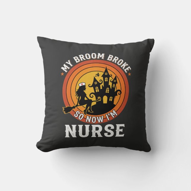 Coussin Costume Graphique de Sorcière Infirmière drôle d'H (Recto)