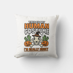 Coussin Costume Humain Husky Drôle T-Shirt Chien Halloween
