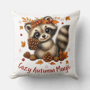 Coussin Cosy Automne Magic Racoon