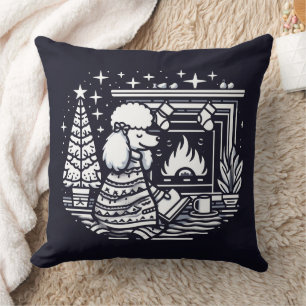 Coussin Cosy Christmas Poodle Chien - Des vacances minimal