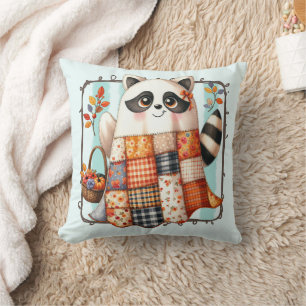 Coussin Cosy Raccoon d'automne Patchwork Quilt