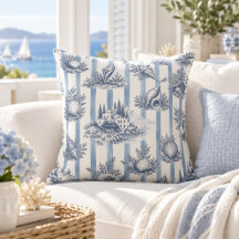 Côte Chic Rayures Bleues Coquillages Toile de Jouy