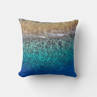 Coussin côte plage nautique vagues aquarelle bleu tourbill
