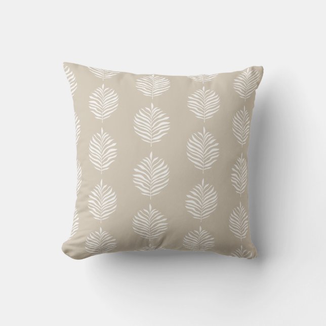 Coussin Côté Tropical Palm Feuille Motif Beige (Recto)