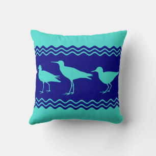 Coussin Côte Turquoise Blue Sandpiper Bird Motif