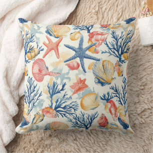 Coussin Côtière rustique - Coquillages, Starfish, Reef (10