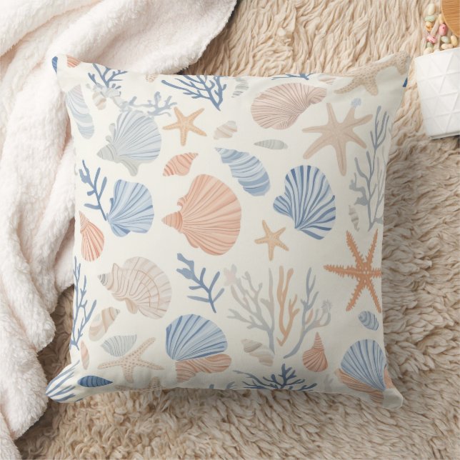 Coussin Côtière rustique - Coquillages, Starfish, Reef (34 (Couverture)