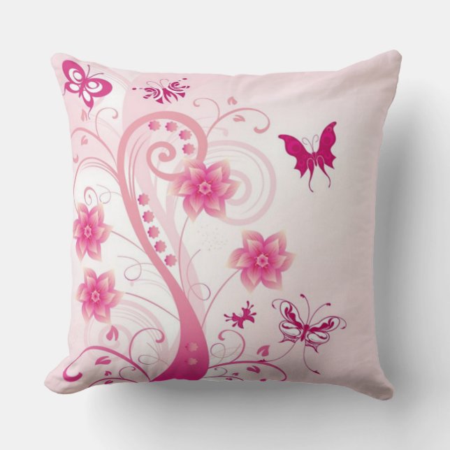 Coussin Coton de catégorie A Oreiller, papillon et fleurs (Recto)