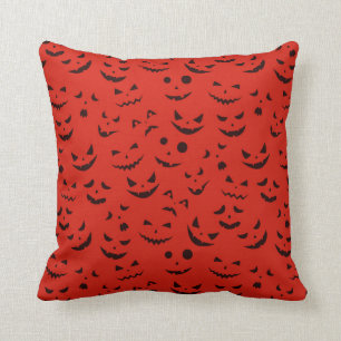 Coussin Coton de sourire Citrouille rouge Halloween 16"X16