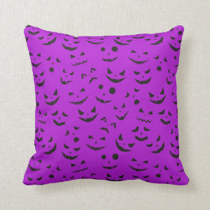 Coussin Coton de sourire Citrouille violet Halloween 16"X1