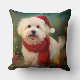 Coussin Coton De Tulear Chien dans la neige Noël