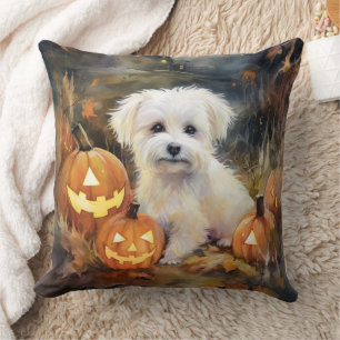 Coussin Coton De Tulear Halloween Avec Peur Citrouille