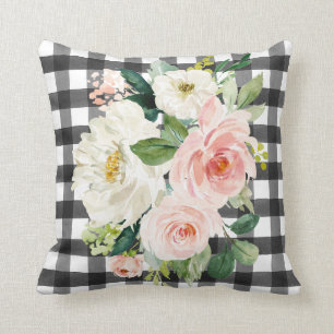 Coussin Cottage agricole Buffalo noir Vérifier la florais