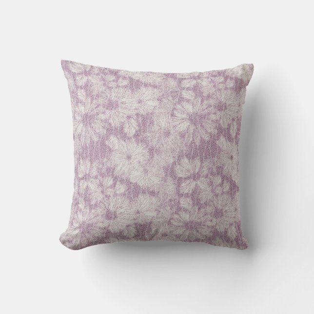 Coussin Cottage Campagnard Velouté Lilas Daisy (Recto)