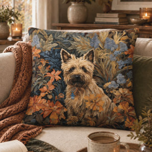 Coussin Cottage Coquet Cairn Terrier Botanique Vintage