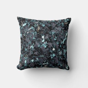 Coussin Cottage Damask Turquoise Blush Black Graphite Gold