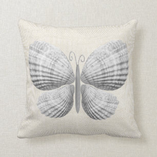 Coussin Cottage neutre chaud blanc de coquillages de