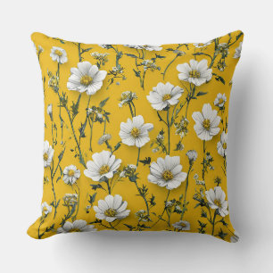 Coussin Cottagecore Fleurs blanches Accent de chambre à co