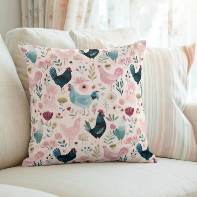 Coussin Cottagecore Floral Chicken (Créateur téléchargé)