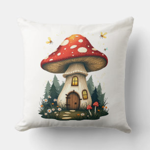 Coussin Cottagecore Maison de champignons esthétique pour 