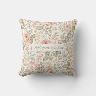 Coussin Cottagecore Rose Poussiéreuse Vert Sauge Floral Ja