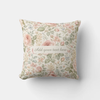 Coussin Cottagecore Rose Poussiéreuse Vert Sauge Floral Ja