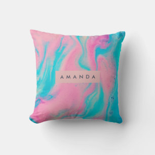 Coussin Cotton Candy Pastel Swirl Personnalisé Rêveur