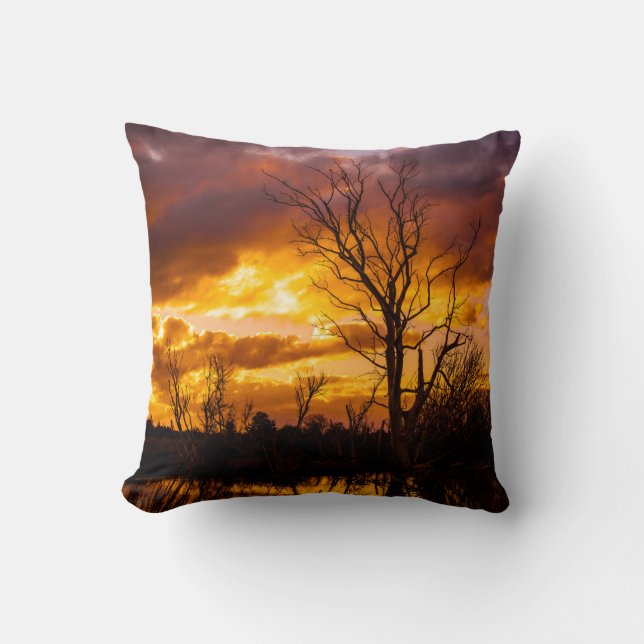 Coussin Coucher de soleil au bord du lac (Recto)