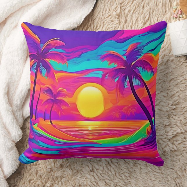 Coussin Coucher de soleil bleu et orange (Couverture)
