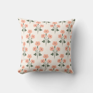 Coussin Coucher de soleil chaud Floral de prairie botaniqu