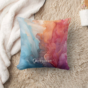 Coussin Coucher de soleil coloré personnalisé sur encre d'