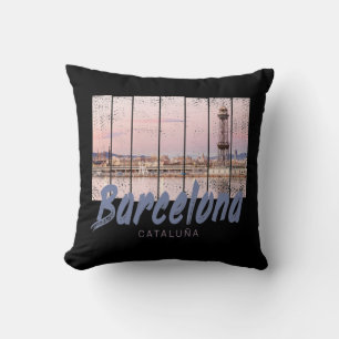 Coussin coucher de soleil de Barcelone Catalogne Skyline E