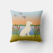 Coussin Coucher de soleil de chien d'oiseau jaune du Labra (Verso)
