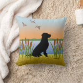 Coussin Coucher de soleil de Chien noir du Labrador (Couverture)