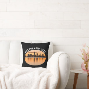Coussin Coucher de soleil de Cleveland ville forme de foot