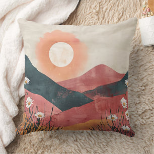 Coussin Coucher de soleil de la montagne florale Boho - Na