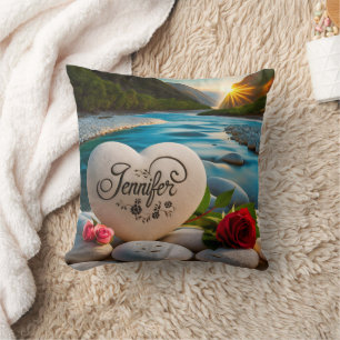 Coussin Coucher de soleil de la rivière Jennifer