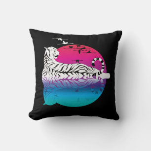 Coussin Coucher de soleil de tigre blanc