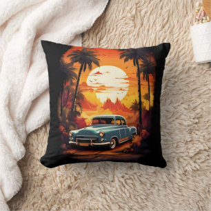 Coussin Coucher de soleil de voiture Vintage - Cadeau pour